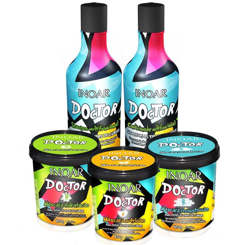 Kit Inoar Doctor Reconstruction Shampoo 250ml + Mask Nutrition 450g Kit Inoar Doctor Reconstruction Shampoo 250ml + Mask Nutrition 450g