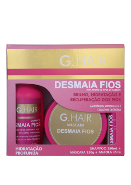 Kit Desmaia Fios G.Hair Inoar Shampoo 250ml+Máscara 250g+Ampola 45ml