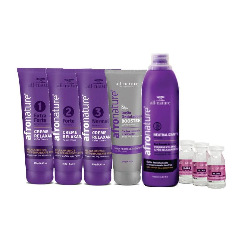 Kit Permanente Afro e Relaxamento Afro Nature / All Nature    Beautecombeleza.com