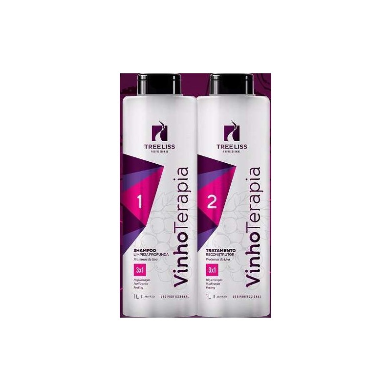 Escova Progressiva B.Tox Vinho Terapia Kit 3 x 1 - Tree Liss Escova Progressiva B.Tox Vinho Terapia Kit 3 x 1 - Tree Liss