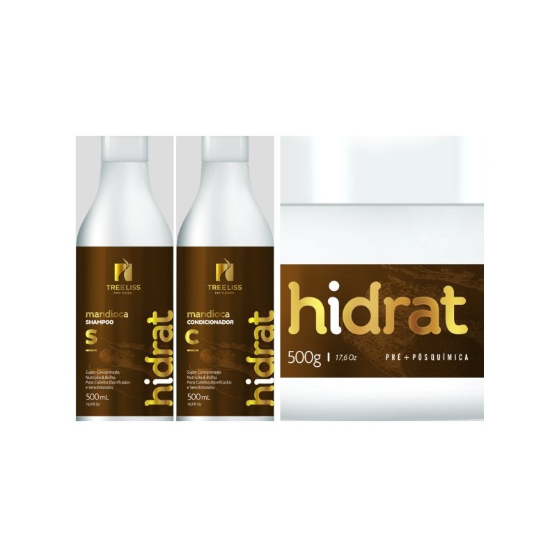 Kit Hidrat de Mandioca Tree Liss - 3x 500ml Beautecombeleza.com Kit Hidrat de Mandioca Tree Liss - 3x 500ml Beautecombeleza.com