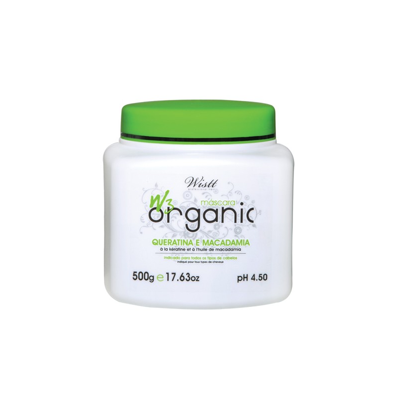 MASQUE KERATINE ET MACADÂMIA W3 ORGANIC – 500G  WISTT    Beautecombeleza.com