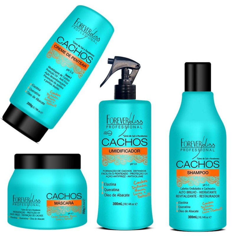 Forever Liss Kit Cachos (shampoo + Creme De Pentear + Masc + Umidificador)     Beautecombeleza.com