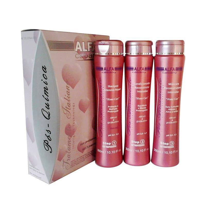 Alfa Cabany Argan e keratin Pós-Química Kit Manutenção (3x300ml)