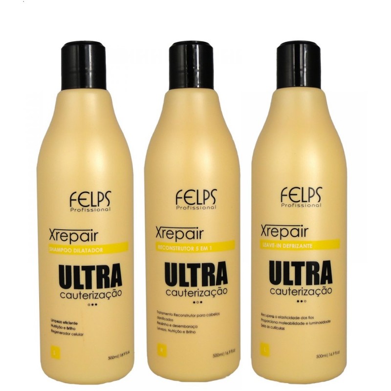 Felps Profissional Kit Xrepair Ultra Cauterização 3x500ml     Beautecombeleza.com