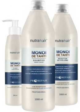 Kit de Reparação Profissional de Cabelo Monoï de Tahiti 2x1L/300mL - NutraHair Beautecombeleza.com