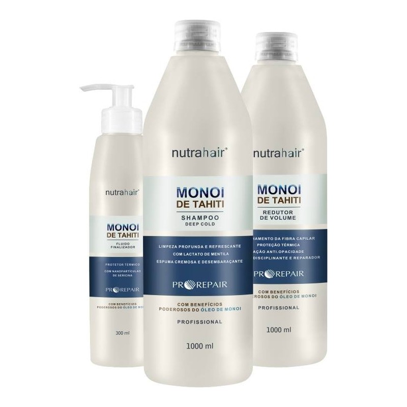 Kit de Reparação Profissional de Cabelo Monoï de Tahiti 2x1L/300mL - NutraHair Beautecombeleza.com