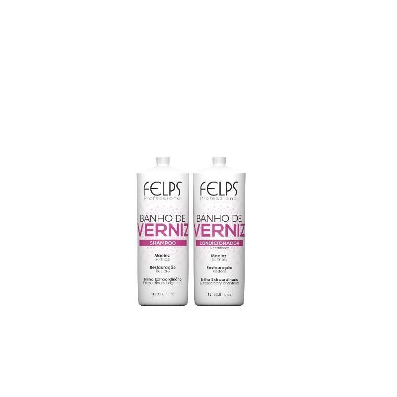 Banho de Verniz Shampoo + Conditioner Kit 2x1L - Felps Beautecombeleza.com Banho de Verniz Shampoo + Conditioner Kit 2x1L - Felps Beautecombeleza.com
