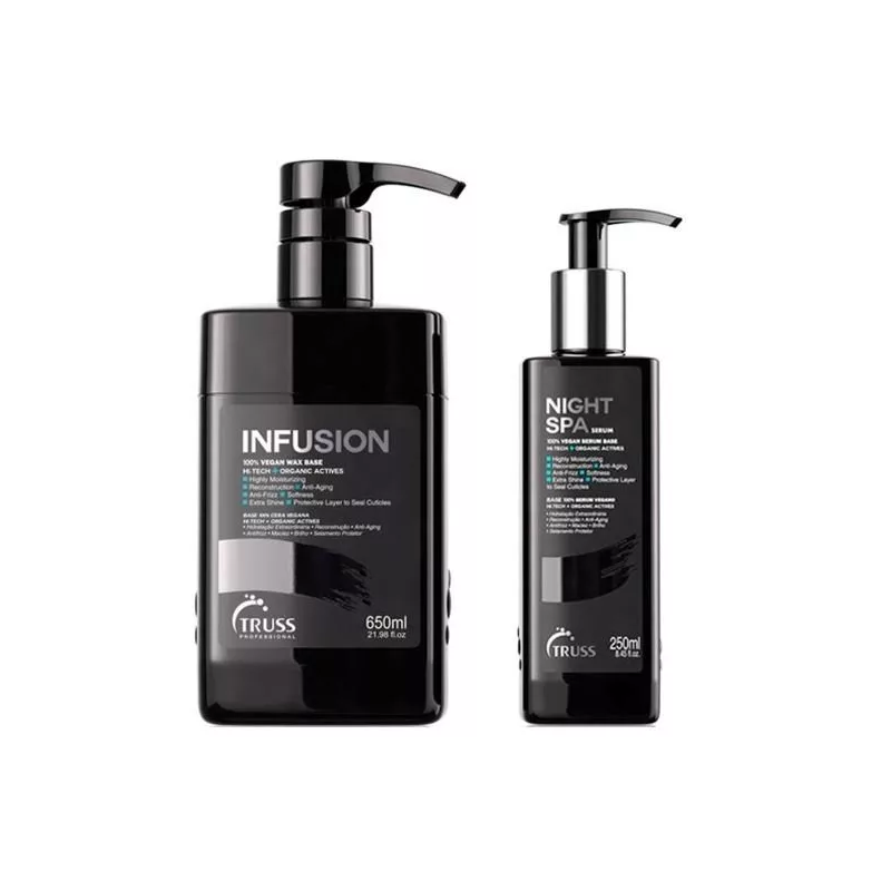 Kit Cera Infusion Vegan Hair 650ml + Sérum Night Spa 250ml - Truss Professional Beautecombeleza.com Kit Cera Infusion Vegan Hair 650ml + Sérum Night Spa 250ml - Truss Professional Beautecombeleza.com