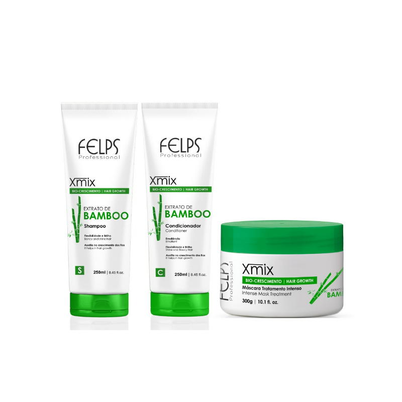 Kit Profissional Extrato de Bamboo 3 Produtos - Felps Beautecombeleza.com