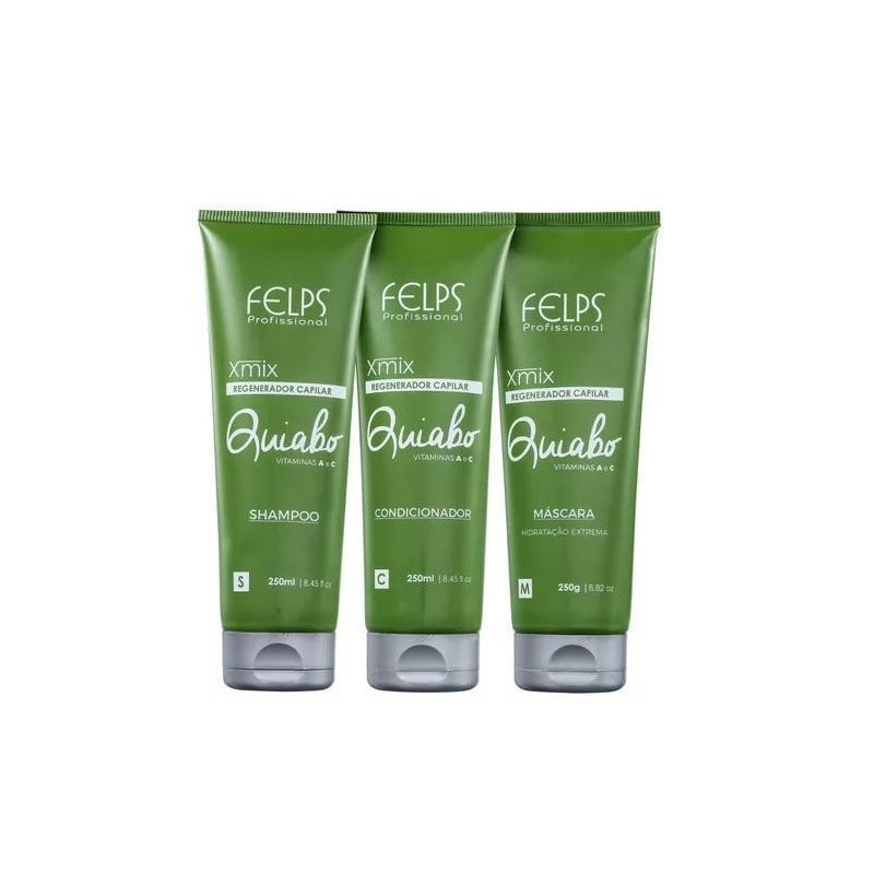 Kit de Tratamento de Cabelo Xmix Okra 3x250mL - Felps Beautecombeleza.com Kit de Tratamento de Cabelo Xmix Okra 3x250mL - Felps Beautecombeleza.com