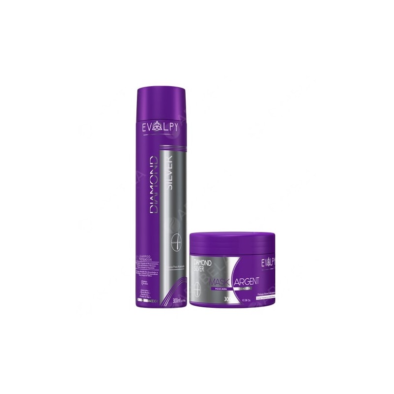 Diamond Silver Shampoo + Mascara Matizadora (2x300ml) - Evolpy Liss Beautecombeleza.com Diamond Silver Shampoo + Mascara Matizadora (2x300ml) - Evolpy Liss Beautecombeleza.com