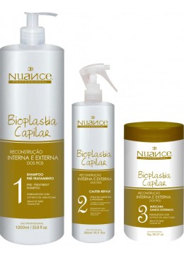 Internal and External Reconstruction Capillary Bioplasty Kit 3 Products - Nuance - Beautecombeleza.com