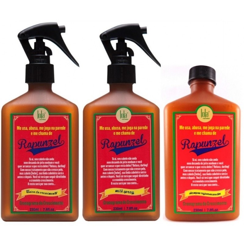 Kit Rapunzel Shampoo 230ml + Tratamento Antiqueda 230ml + Leave-in 230ml - Lola Cosmetics Beautecombeleza.com Kit Rapunzel Shampoo 230ml + Tratamento Antiqueda 230ml + Leave-in 230ml - Lola Cosmetics Beautecombeleza.com