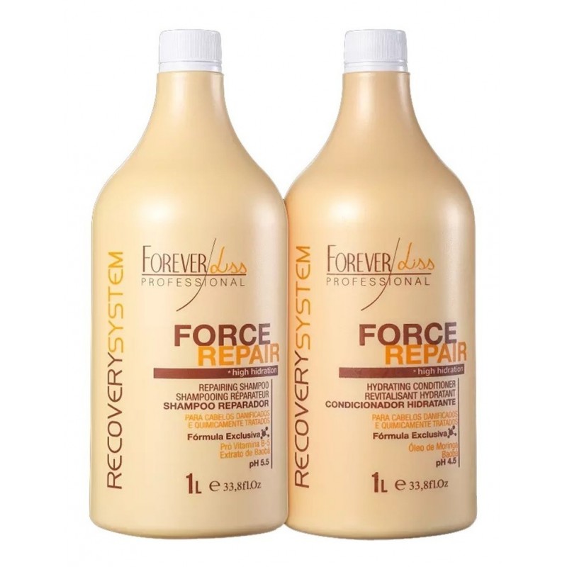 Force Repair Shampoo e Condicionador 2x1l - Forever Liss Beautecombeleza.com Force Repair Shampoo e Condicionador 2x1l - Forever Liss Beautecombeleza.com