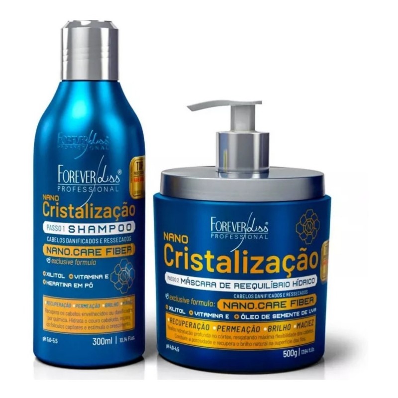 Nano Cristalizacao Capilar Shampoo e Mascara 2 Produtos - Forever Liss Beautecombeleza.com