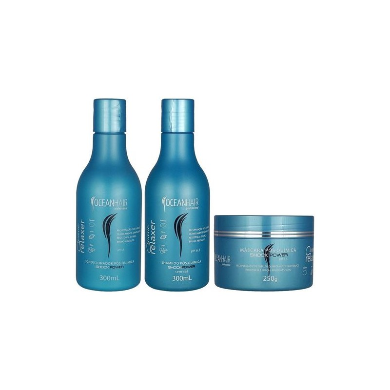 Kit Pós Quimica Wave Relaxer Shock Power - Ocean Hair Beautecombeleza.com