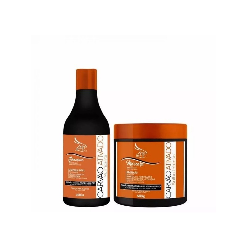 Activated Charcoal Flaxseed Coconut Oil Treatment Kit 2 Products - Zap Cosmetics Beautecombeleza.com
