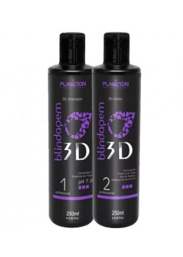 Escova Progressiva Blindagem 3D 2x250ml -  Plancton Professional Beautecombeleza.com