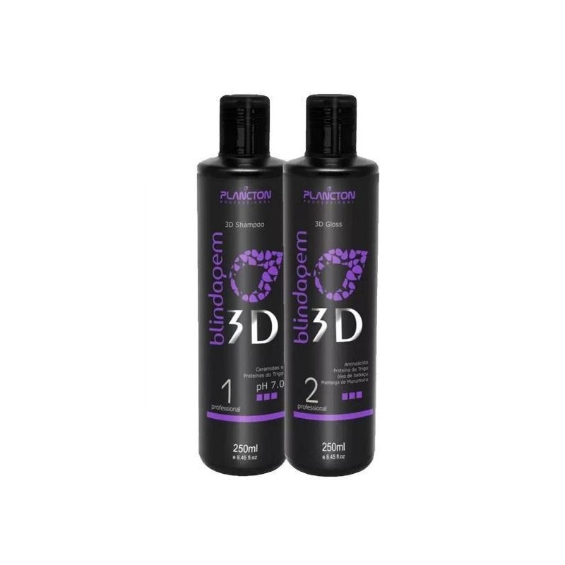 Escova Progressiva Blindagem 3D 2x250ml -  Plancton Professional Beautecombeleza.com