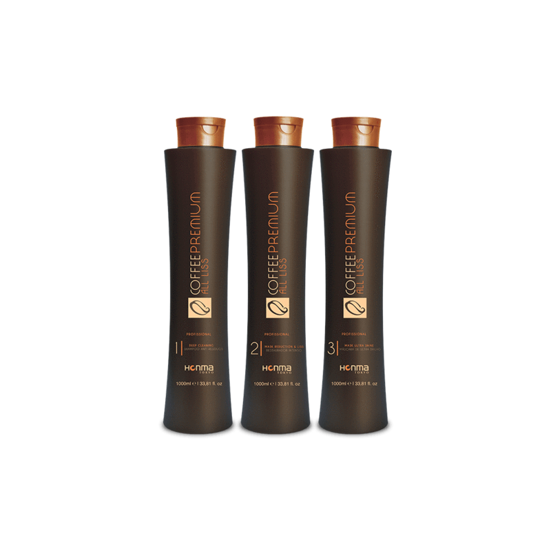 Coffee Premium All Liss Lissage brésilien progressive brush Kit 3x1L - Honma Tokyo   Beautecombeleza