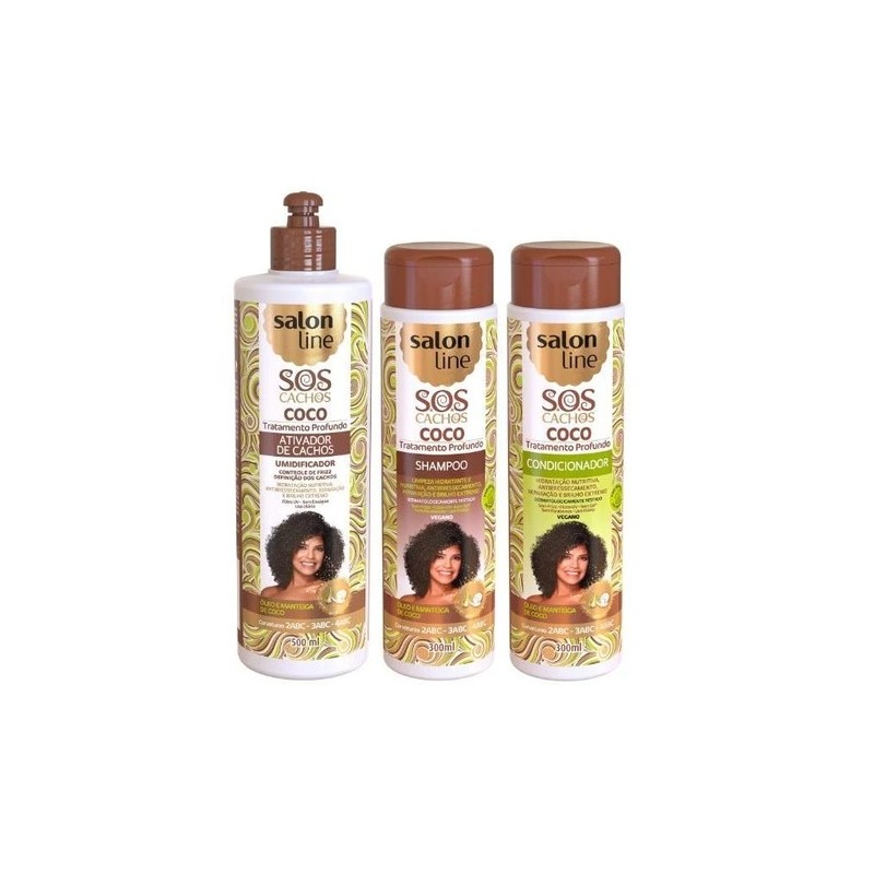 Professional Home Care Treatment Kit SOS Coconut Curls 3 Products - Salon Line Beautecombeleza.com