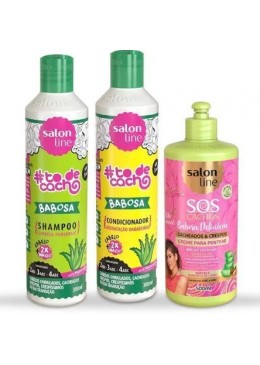 Kit Babosa Shampoo e Condicionador +  Creme S.O.S  - Salon Line Beautecombeleza.com