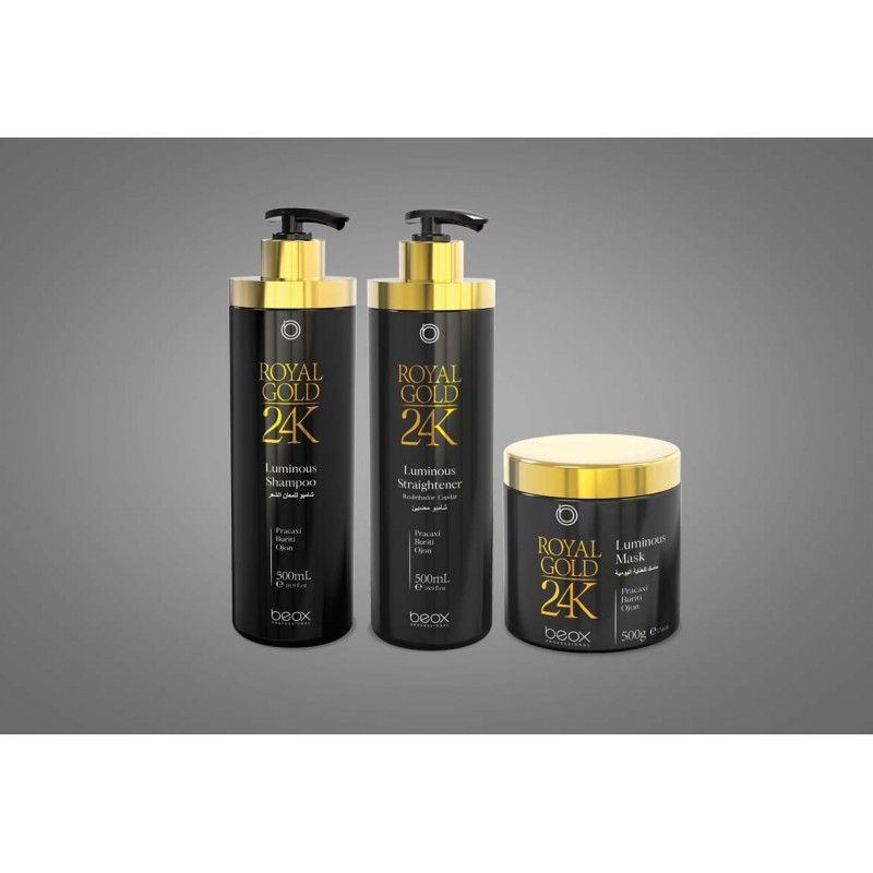 Progressive Royal Gold 24K Luminous Straightener Kit 3 - Beox 
 Beautecombeleza.com