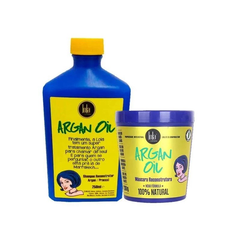 Natural New Formula Reconstruction Argan Oil Kit 2 Products - Lola Cosmetics Beautecombeleza.com