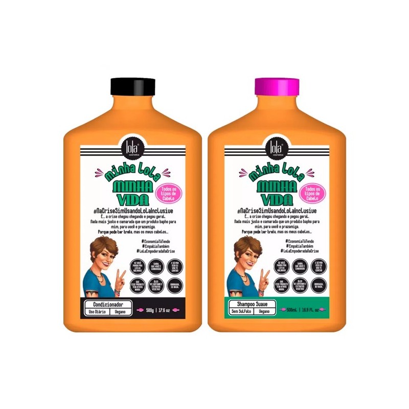 Minha Lola Minha Vida  Shampoo e Condicionador Vegano Kit 2 Prod. - Lola Cosmetics 
 Beautecombeleza.com