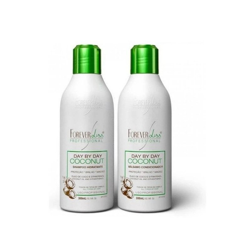 Shampoo e Bálsamo Day By Day Coconut Kit2x300ml - Forever Liss 
 Beautecombeleza.com