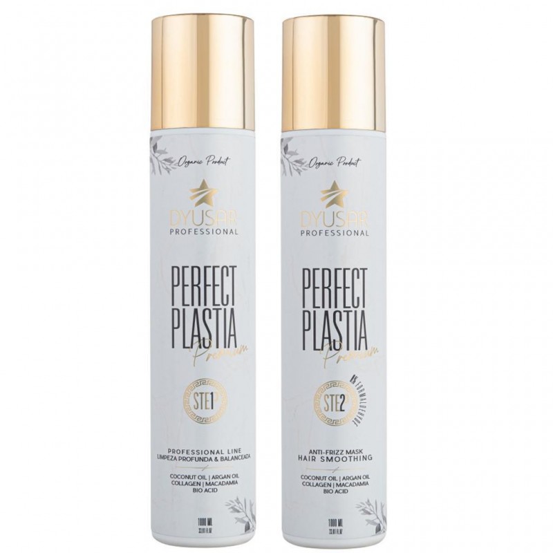 Kit Escova Progressiva Orgânica Perfect Plastia Premium  2x1L - Dyusar Beautecombeleza.com