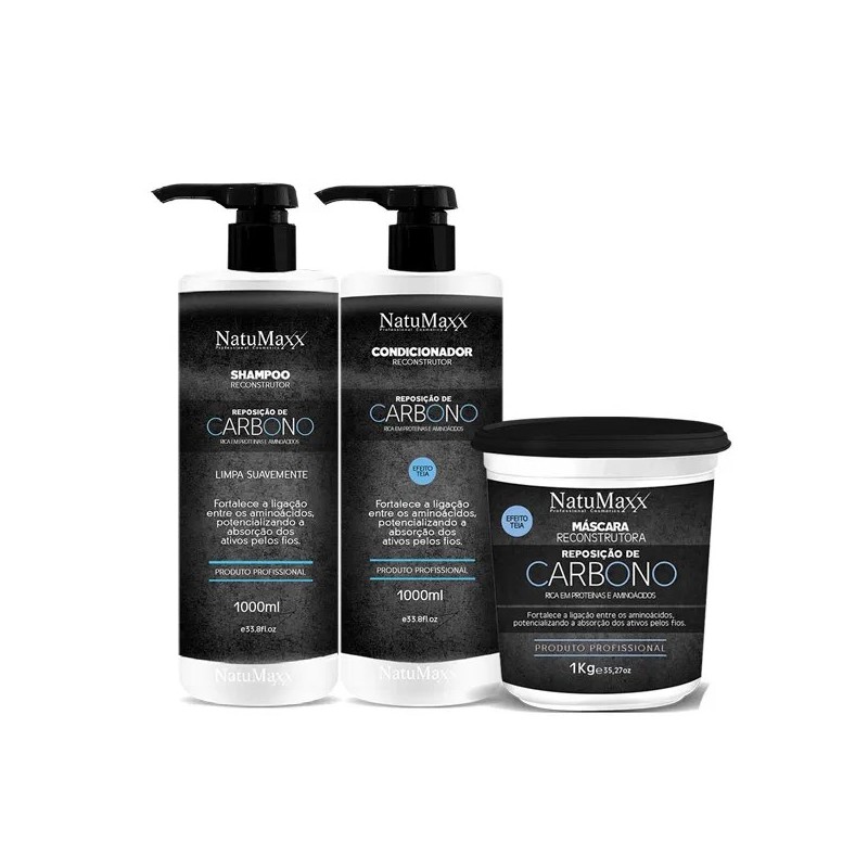 Reconstrutor Reposição de Carbono Kit 3x1 - Natumaxx Beautecombeleza.com Reconstrutor Reposição de Carbono Kit 3x1 - Natumaxx Beautecombeleza.com