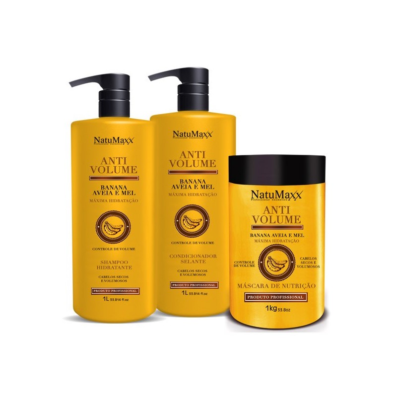 Anti Volume Banana Aveia e Mel Capilar Treatment Kit 3x1 - Natumaxx 
 Beautecombeleza.com