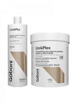 UnikPlex Pó Descolorante 400g + Emulsão 900ml Kit  - Gaboni 
 Beautecombeleza.com