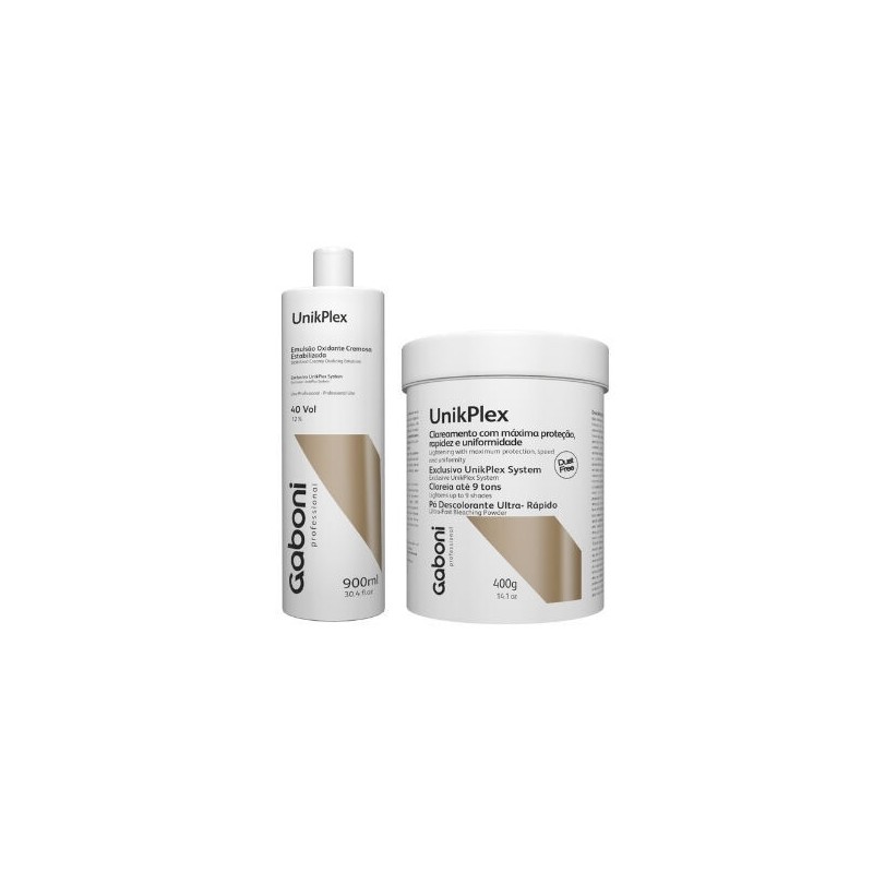 UnikPlex Pó Descolorante 400g + Emulsão 900ml Kit  - Gaboni 
 Beautecombeleza.com