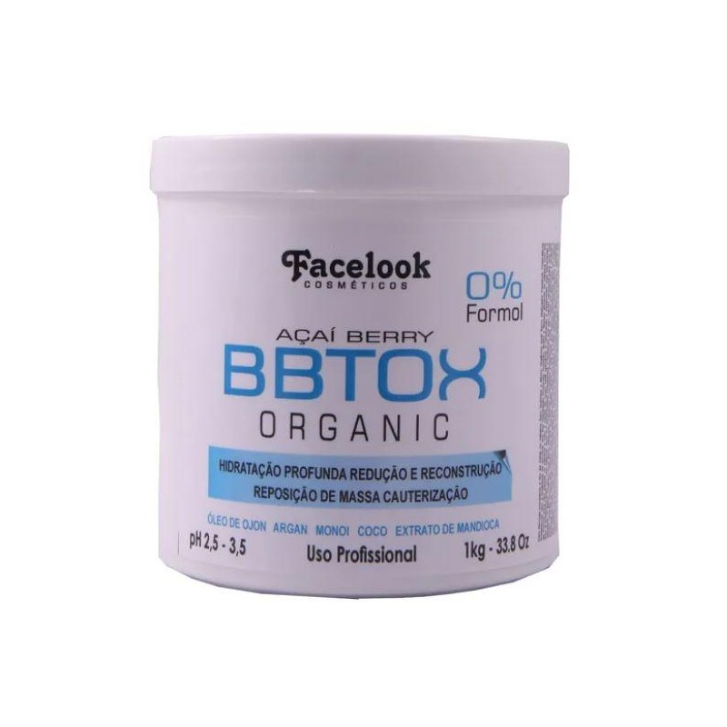 Organic White BBtox Açaí Berry 0% Formol Cauterization Mask 1Kg - Facelook Beautecombeleza.com