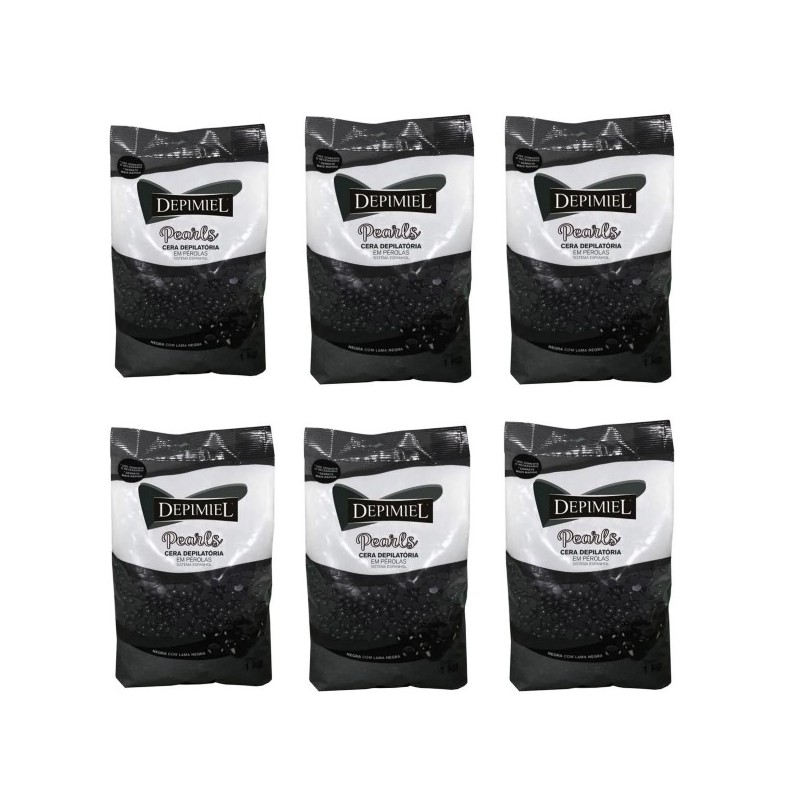 Lot of 6 Hair Removal Depilation Waxig Pearl Hot Wax Black Mud Depimiel 1Kg Beautecombeleza.com