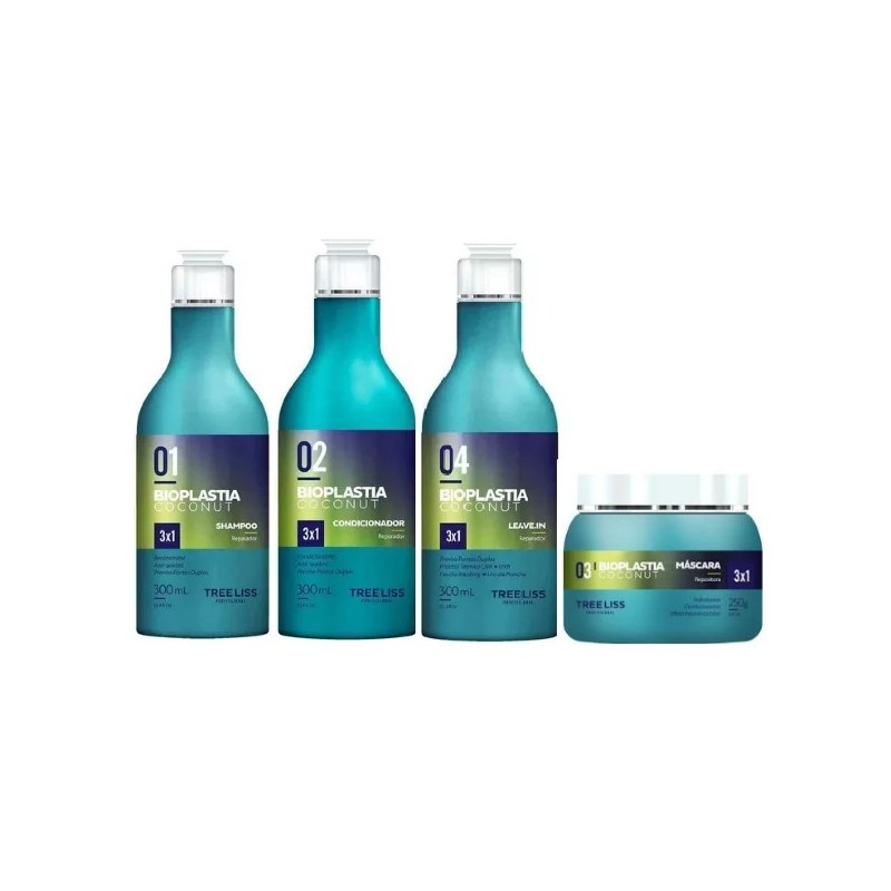 Bioplasty Coconut Home Care Maintenance Kit 4 Products - Tree Liss Beautecombeleza.com