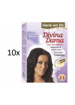 Henê Em Pó  Castanho Escuro Kit 10X 50g - Divina Dama Beautecombeleza.com