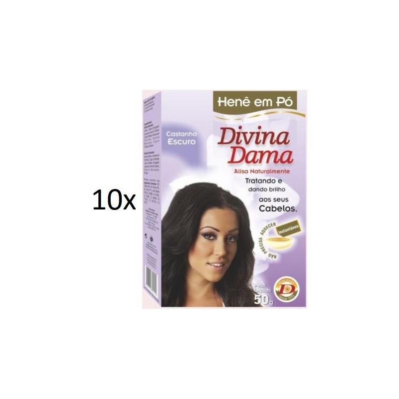 Henê Em Pó  Castanho Escuro Kit 10X 50g - Divina Dama Beautecombeleza.com