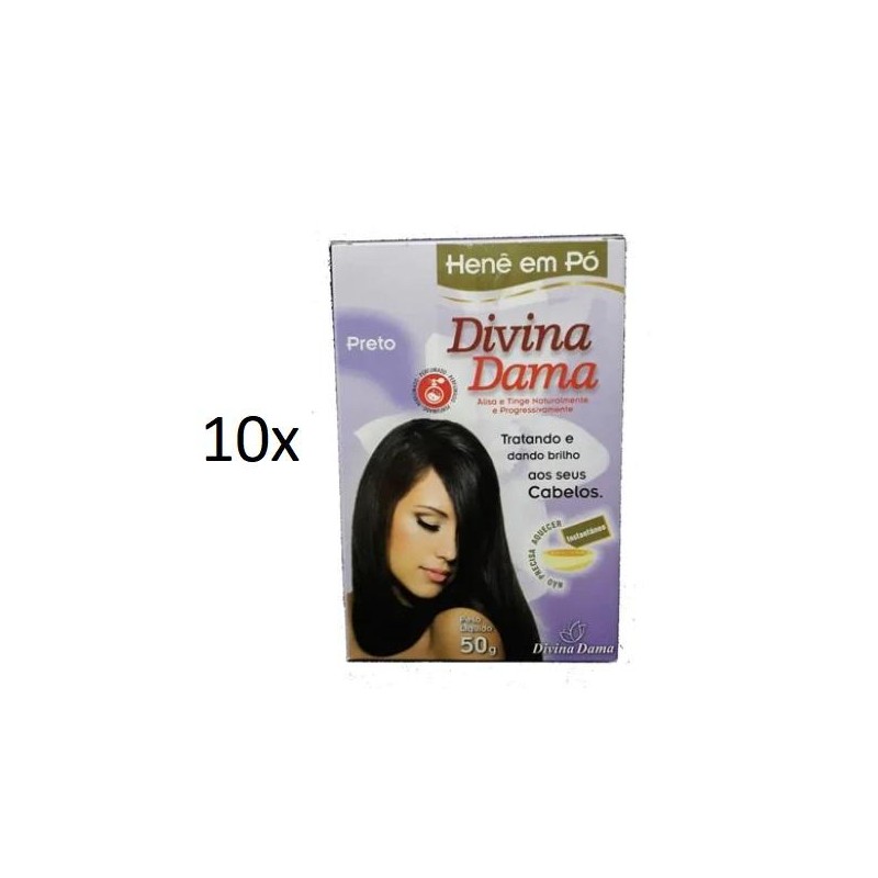 Lot of 10 Henê Black Powder Henna Straightening Dyeing 50g - Divina Dama Beautecombeleza.com