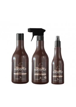 Brazilian Coconut Anti Frizz Intense Glow Shine Home Care Kit 3 Prod. - Ecosmetics Beautecombeleza.com
