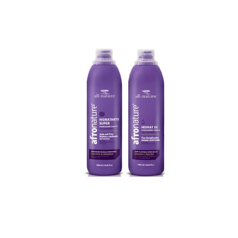 Afro Hidrat 22 Curly Wavy Hair Moisturizer Anti Frizz Kit 2x1000ml - All Nature Beautecombeleza.com