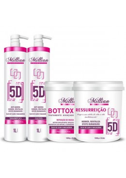Combo 5D Escova Progressiva + Botox + Máscara 4x1 - Millian Beautecombeleza.com