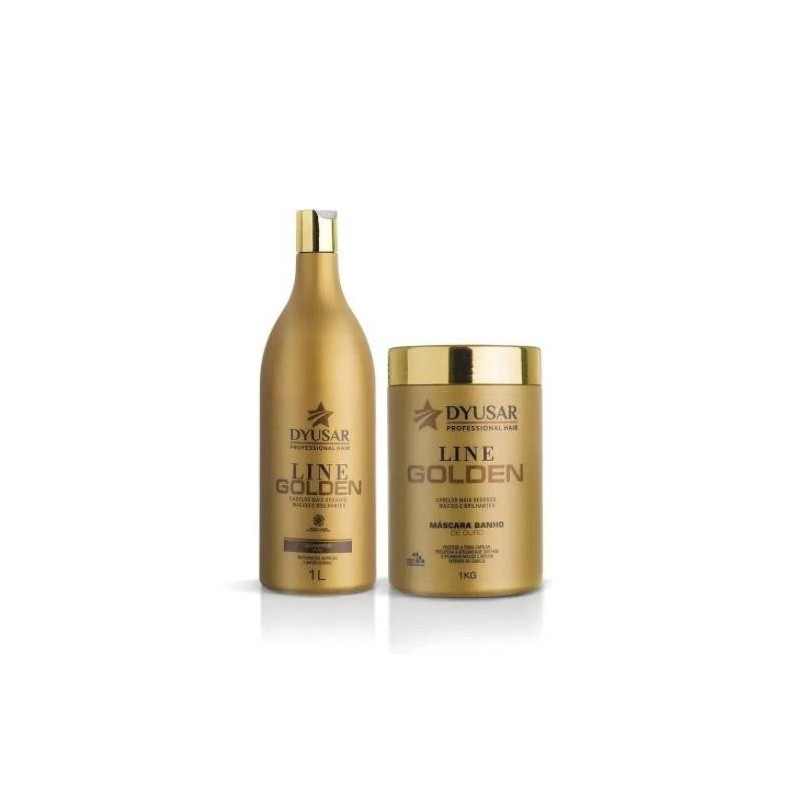 Line Golden Banho de Ouro Hidratação Kit 2x1L - Dyusar Beautecombeleza.com