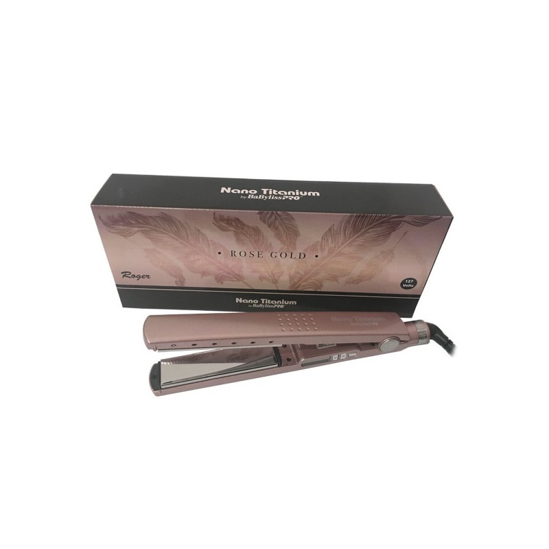 Prancha BabyLiss Pro Nano Titanium Rose Gold 1+1/4 110V 127V - Babyliss Beautecombeleza.com