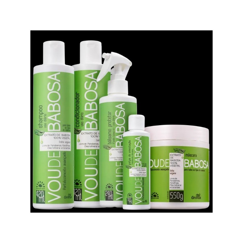 Vou De Babosa Aloe Vera Extract Vegan Daily Treatment Kit 5 Products - Griffus Beautecombeleza.com