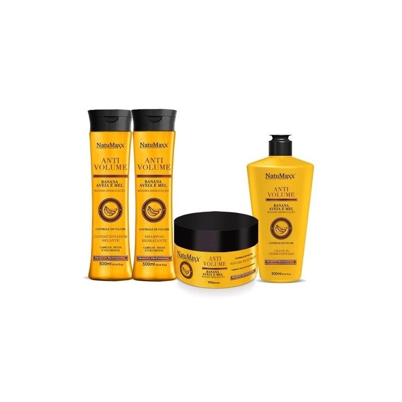Banana Honey Oat Anti Volume Moisturizing Home Care Kit 4 Prod. - Natumaxx Beautecombeleza.com