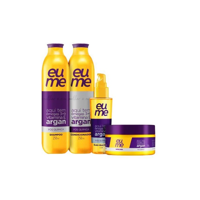 Pós Química Argan Omega 3 + 9 Vitamin E  Kit 4 Produtos - Eume Beautecombeleza.com